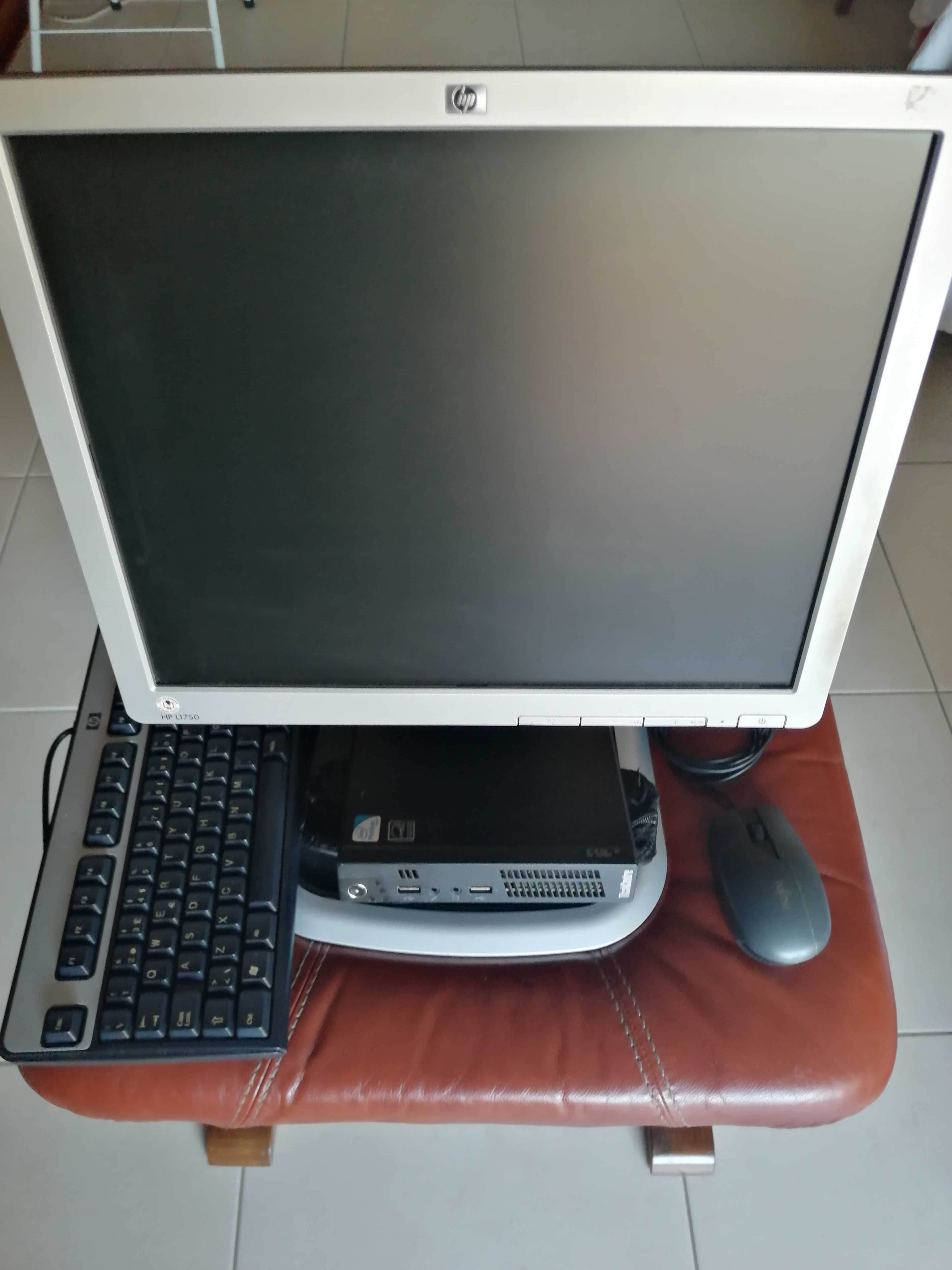 Micro PC Lenovo Thinkcentre M72e - Monitor HP L1750 - Rato HP