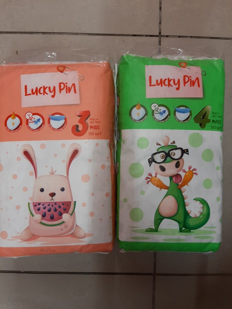 Дитячі памперси підгузки Лакі Пін Lucky Pin 3,4,5