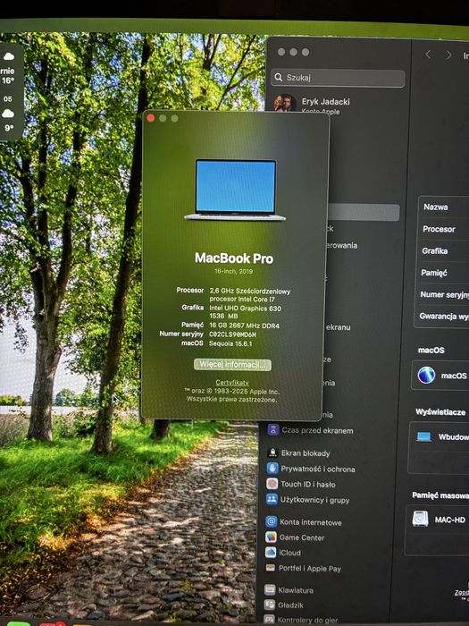 Macbook 16 pro intel core i7