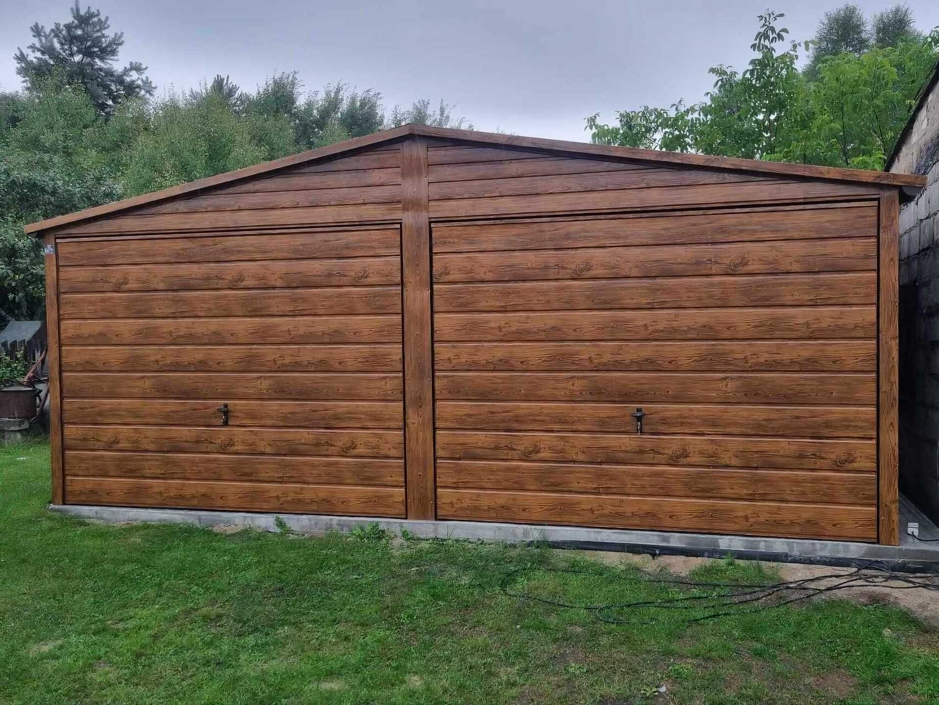 Drewnopodobny garaż blaszany 6x5m dwustanowiskowy (7x5 9x6 10x8 11x5)