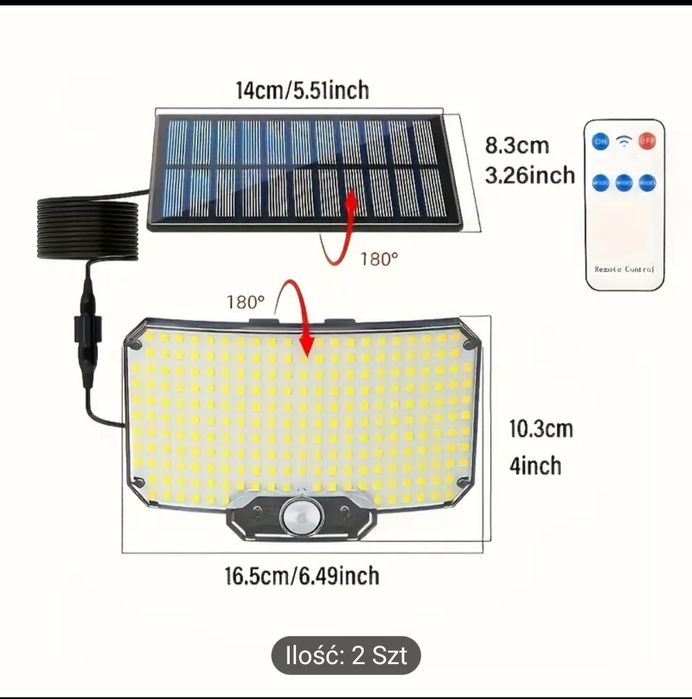 Kinkiet Lampa Solarna 234 led