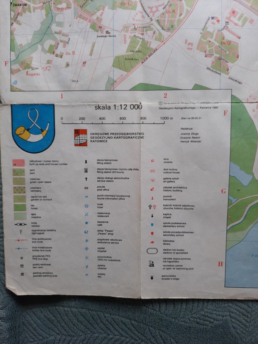 Mapa Tychów Tychy z 1990 roku