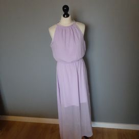 Elegancka długa maxi sukienka 42 xl fiolet lila lawenda