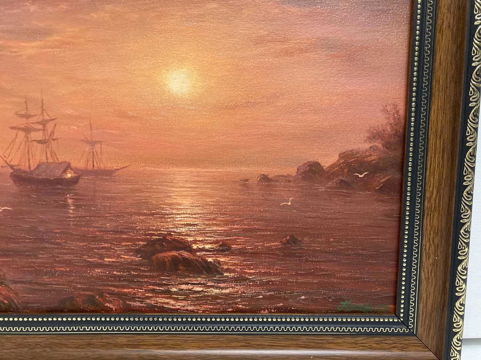 Картина олією на полотні "Захід сонця над морем"