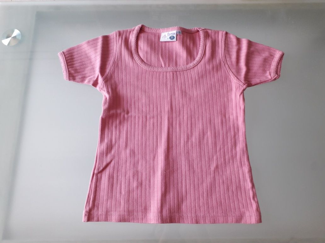 Podkoszulek t-shirt różowy z krótkim rękawem ok.134