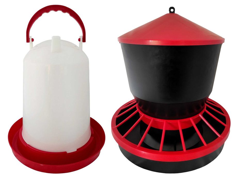 Zestaw Poidło 15L Z Korkiem I Karmidło 22Kg Zasypowe