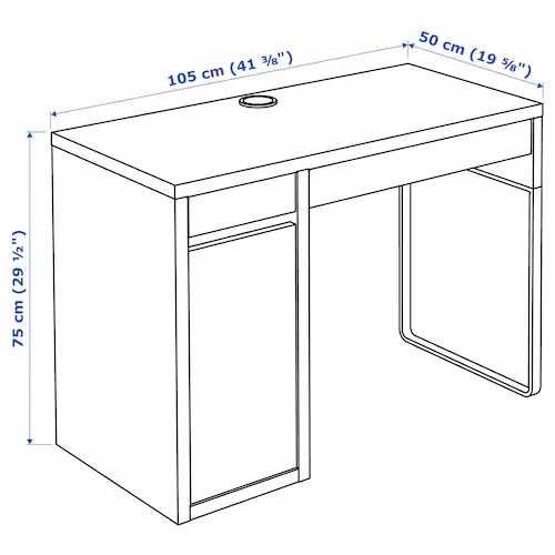 IKEA MICKE biurko 105x50 białe okazja super stan + plecki gratis