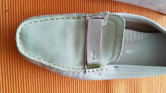 Brazylia, Mokasyny 37/38 (r. 4,5) skora, pudrowy róż, Made in Brasil