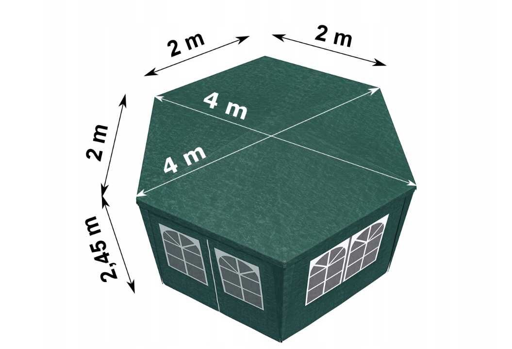 DUŻY PAWILON 6 ŚCIAN XXL 4x4 namiot ogrodowy handlowy zielony