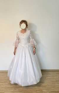 biała suknia ślubna długi rękaw na wzrost 165cm