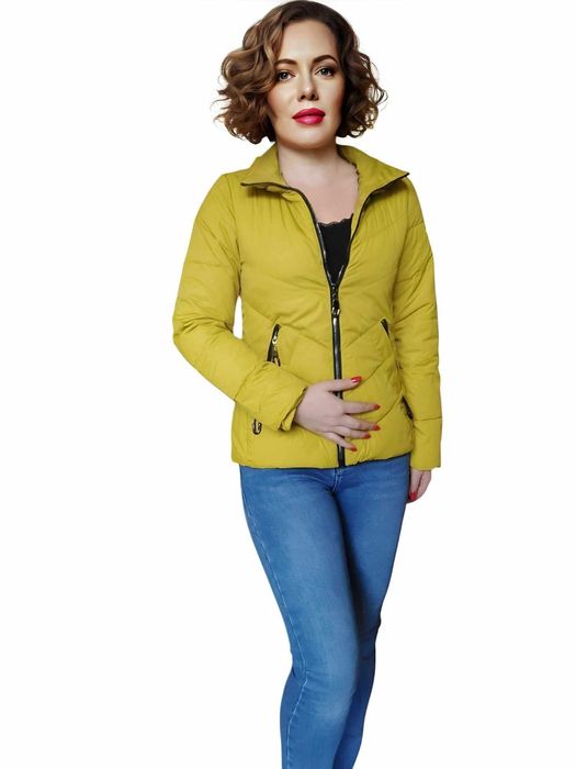 NOWA kurtka wiosenna damska kurtka PRZEJŚCIOWA MUSZTARDOWA ŻÓŁTA M 38