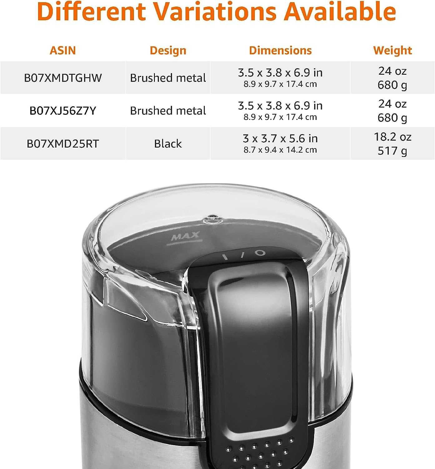 Młynek elektryczny AmazonBasics CG9402CE 150 W srebrny/szary