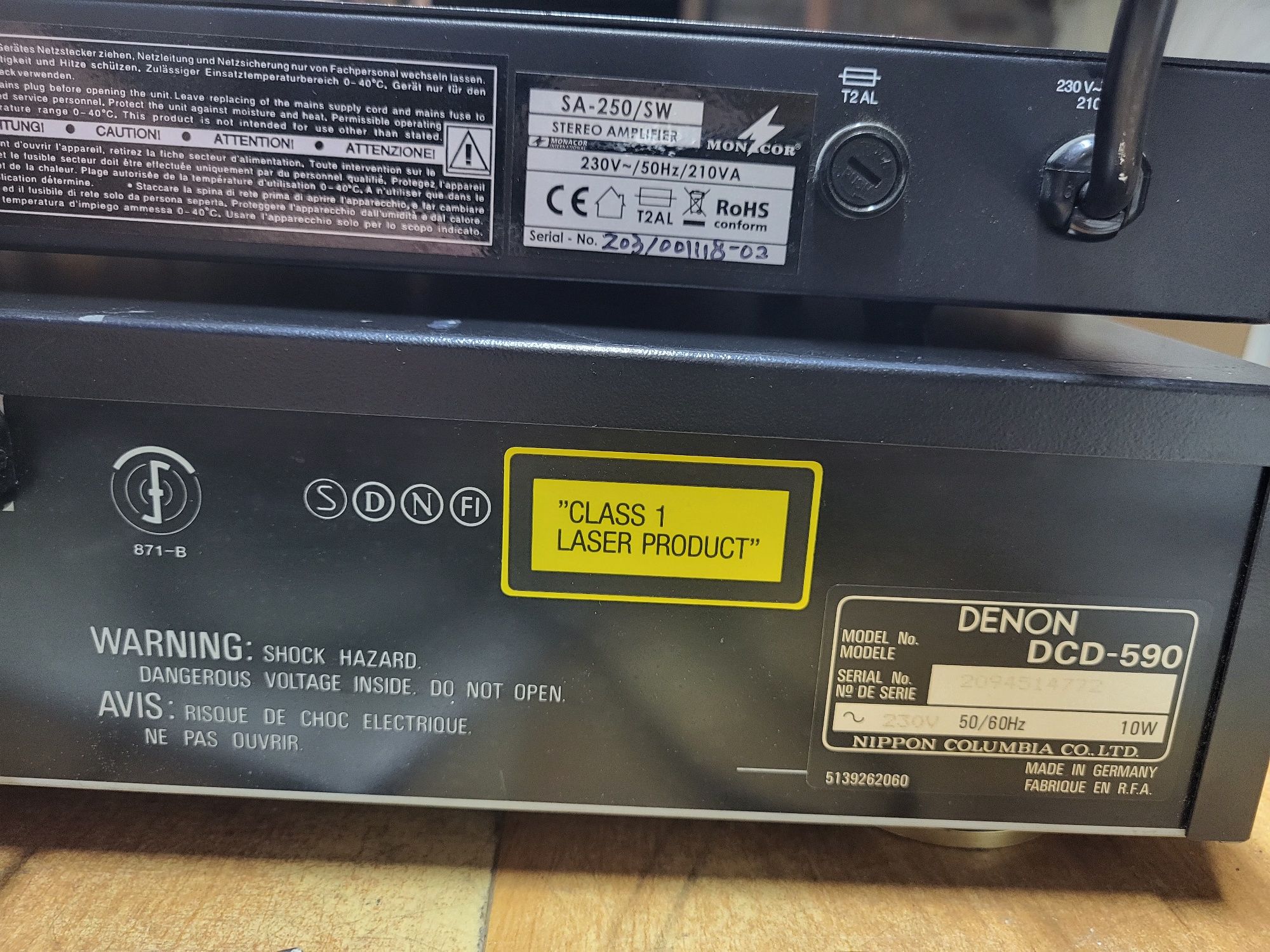 Wzmacniacz Monacor SA-250/SW + CD Denon  DCD-590