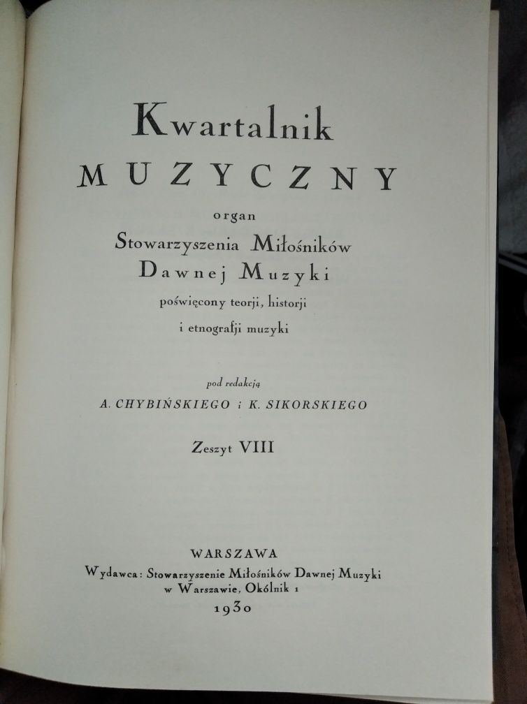 Kwartalnik muzyczny zeszyty 6 do 11 lata 30