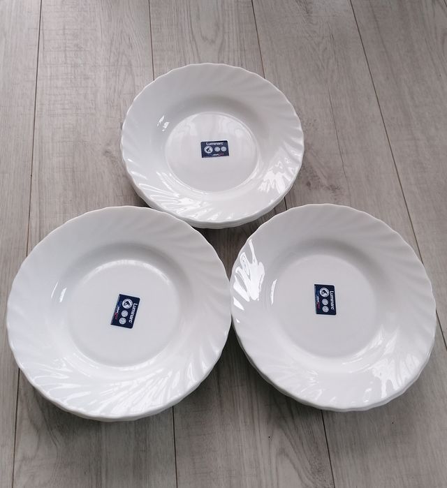 Talerze luminarc białe obiadowe do zupy NOWE 13 sztuk OKAZJA