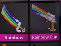 Zestaw teńczowej broni (rainbow and rainbow gun) do MM2, Roblox