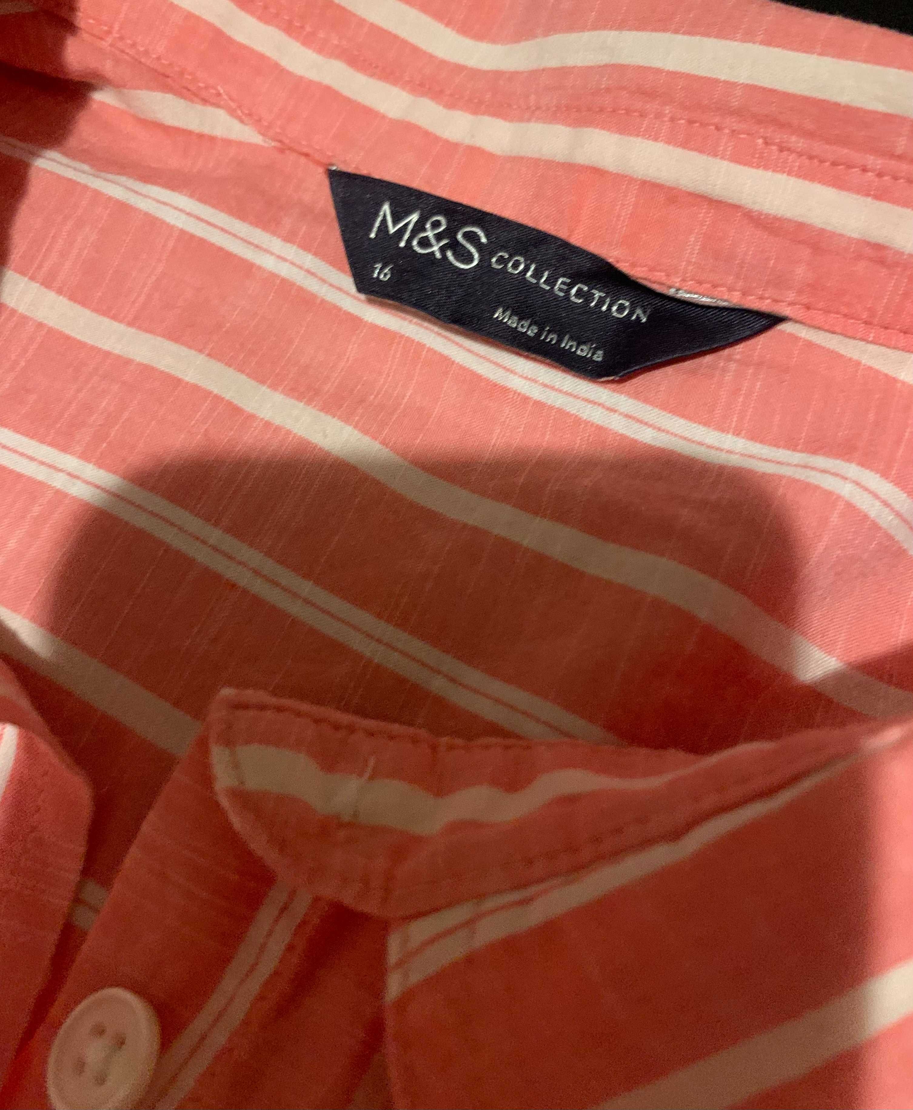 Стильная хлопковая рубашка в полоску M&S Оверсайз р.XL/2XL в идеале!