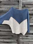 Sweter Made in Italy M L wzór vintage wełna niebieski beżowy złoty
