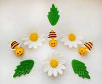 Цукрові фігурки їстівні прикраси для торта набір Ромашки і бджілки
