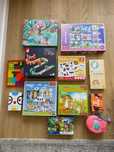 Zestaw Janod kulodrom, puzzle Janod, Trefl, Viga, polly pocket i inne