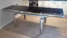 Mesa de vidro extensível para sala ou cozinha