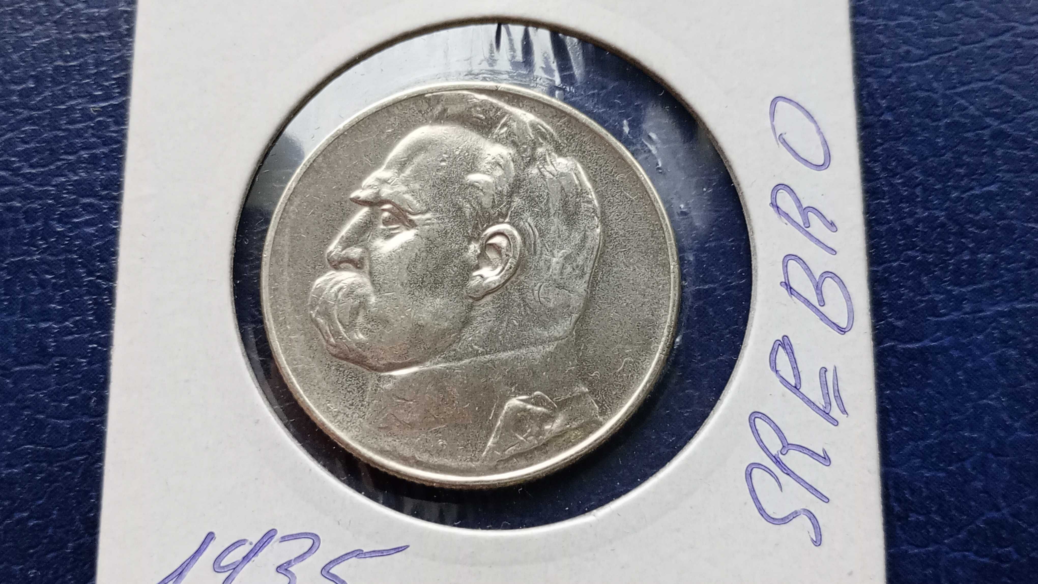 Stare monety Medal 5 zł 1935 Piłsudski srebro 2RP