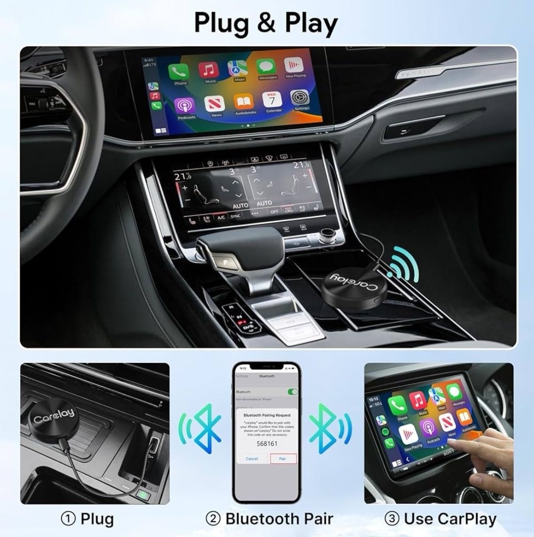 Adapter CarPlay USB – Bezprzewodowy moduł do Android Auto, iPhone iOS