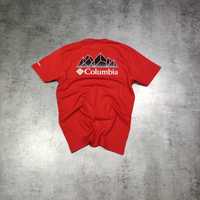 MĘSKA Koszulka Czerwona Trekking duże Logo Plecy Columbia Lato Bawełna