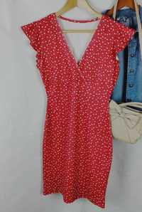 Damska sukienka czerwona w białe serca w rozmiarze S 36