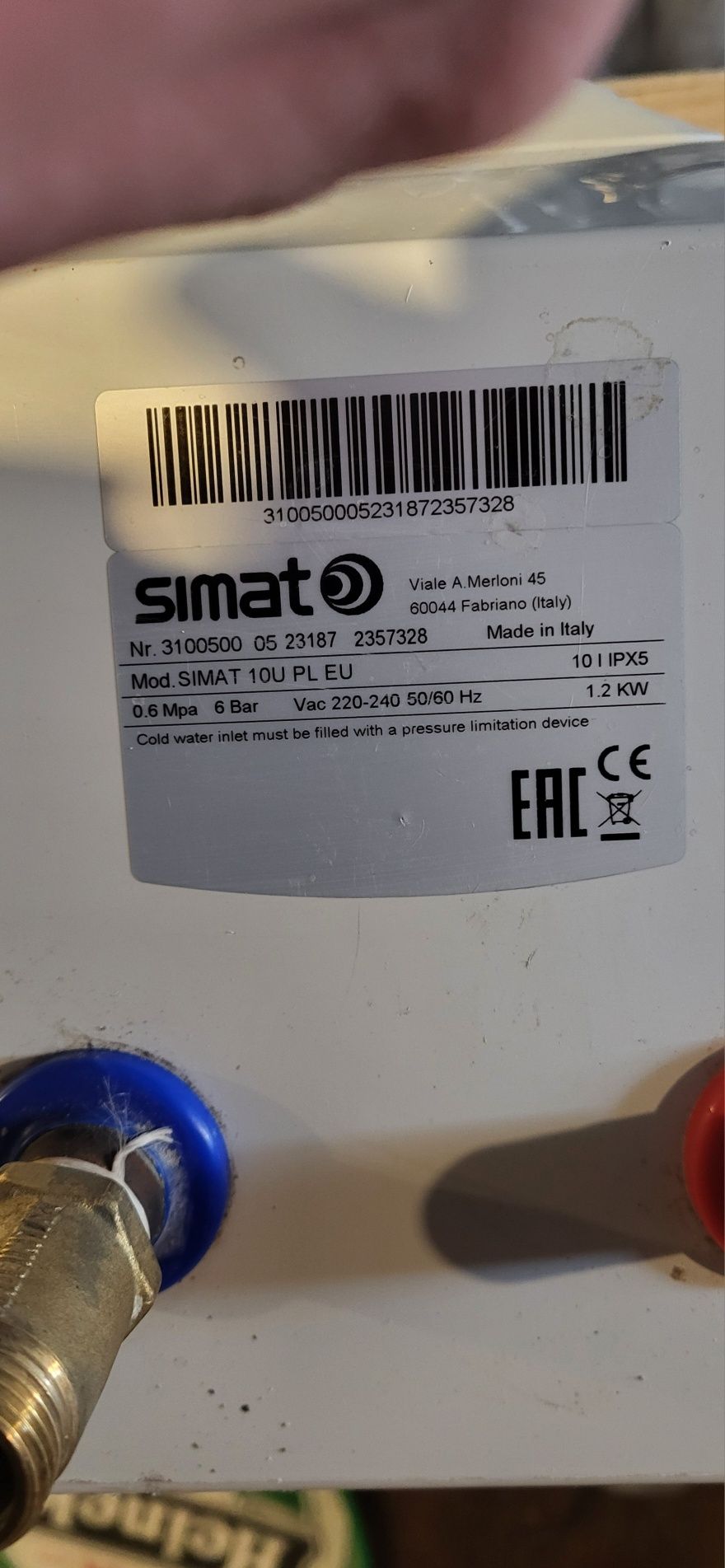 Simat 10U podgrzewacz pojemnościowy