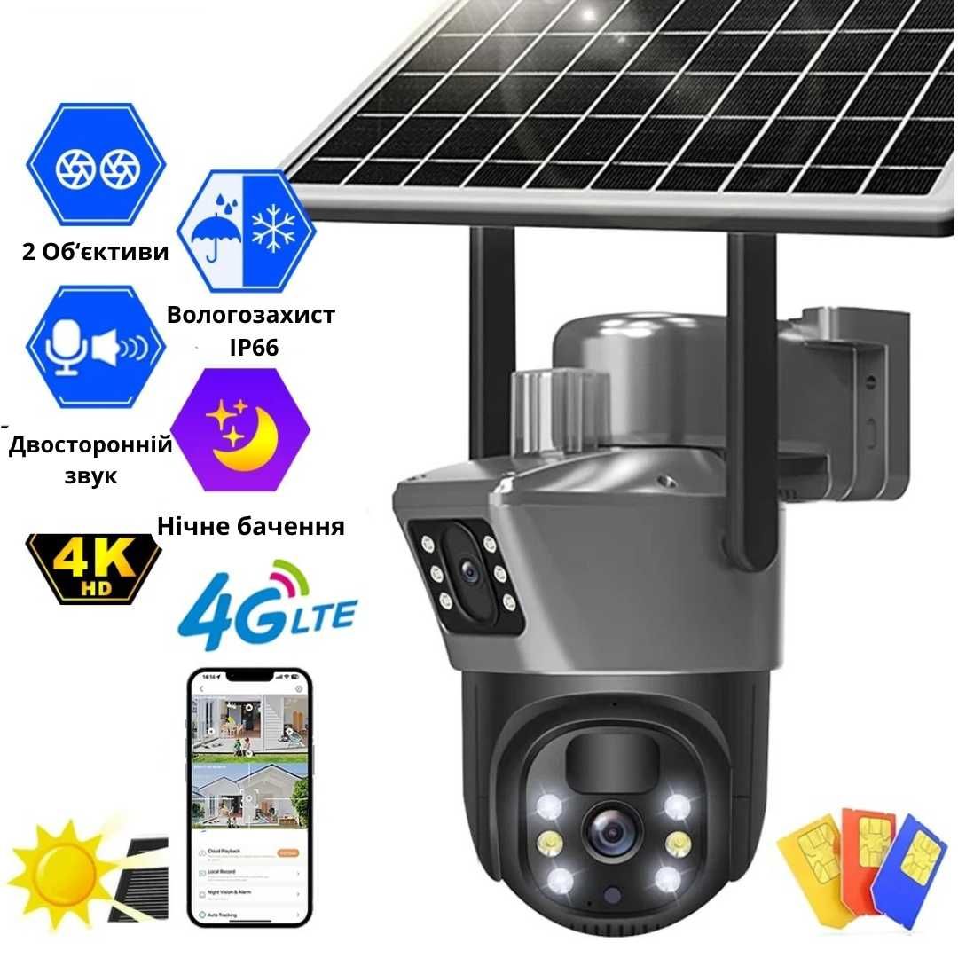 Автономна камера відеоспостереження  V380 4G Solar арт.214512