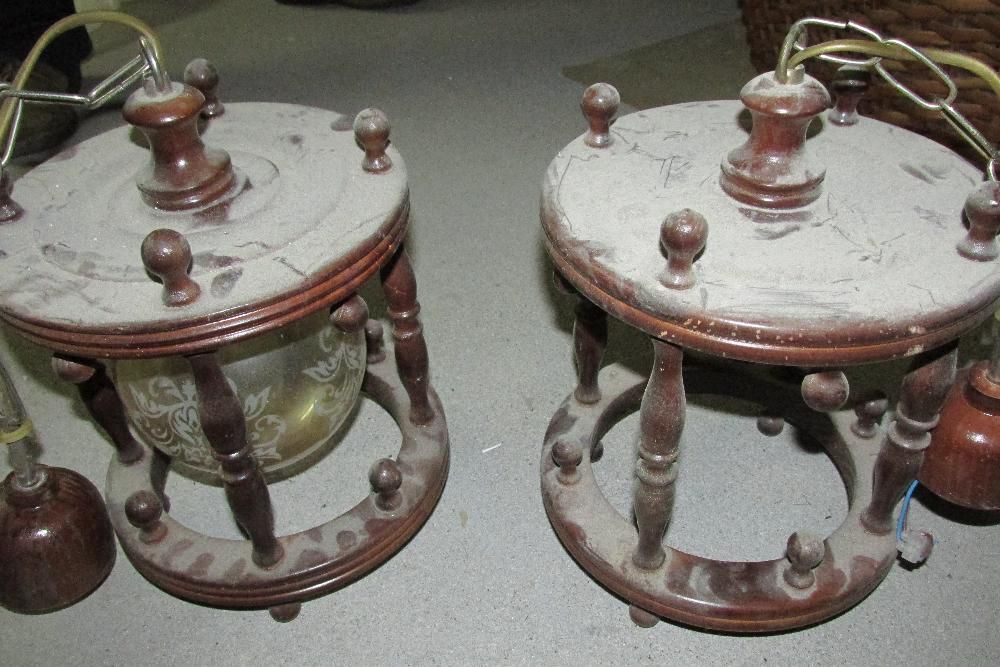 Candeeiro tecto em madeira/vidro