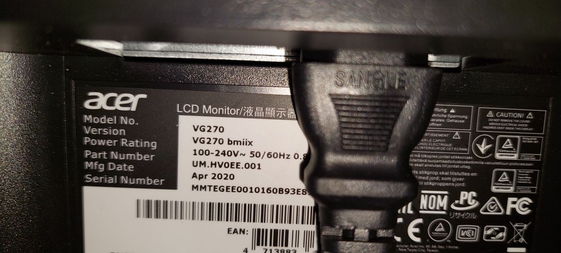 Монитор Acer 27" Nitro VG270BMIPX (UM.HV0EE.001) Red/Black