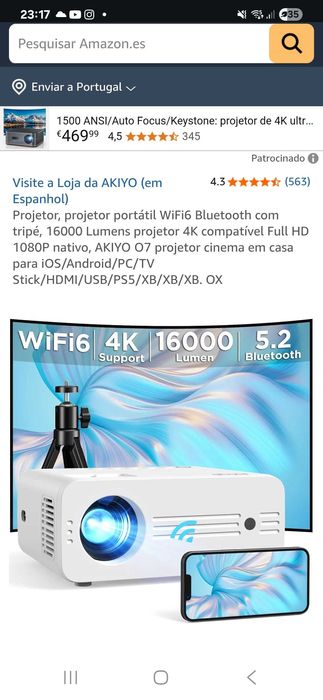 Projetor Portátil wifi/Bluetooth