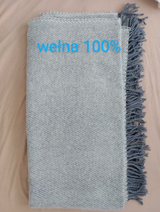 koc wełniany 140 melanż kremowy / szary