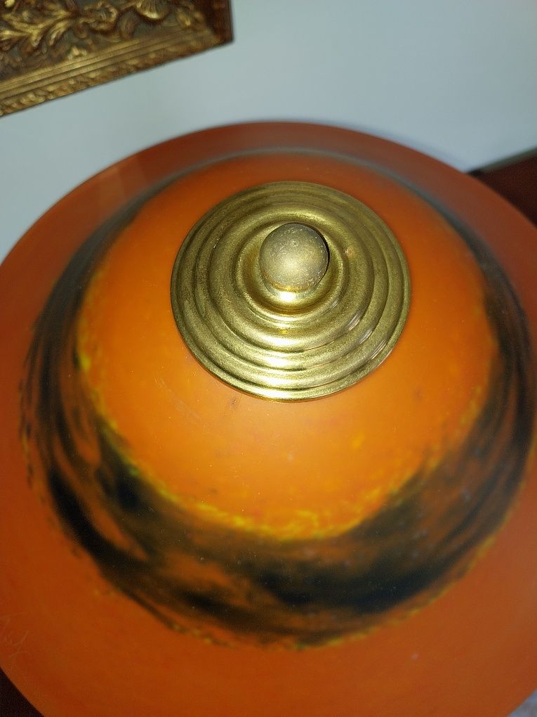Candeeiro antigo de mesa em cristal assinado