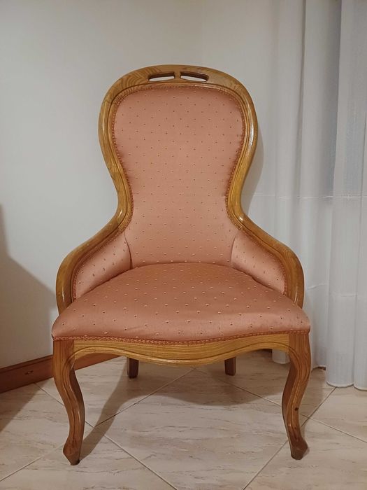 Cadeirão tecido rosa velho