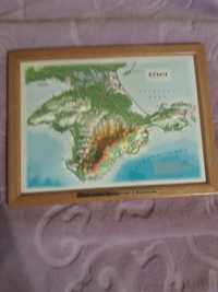 Картина карта Крыма. В деревянной раме
