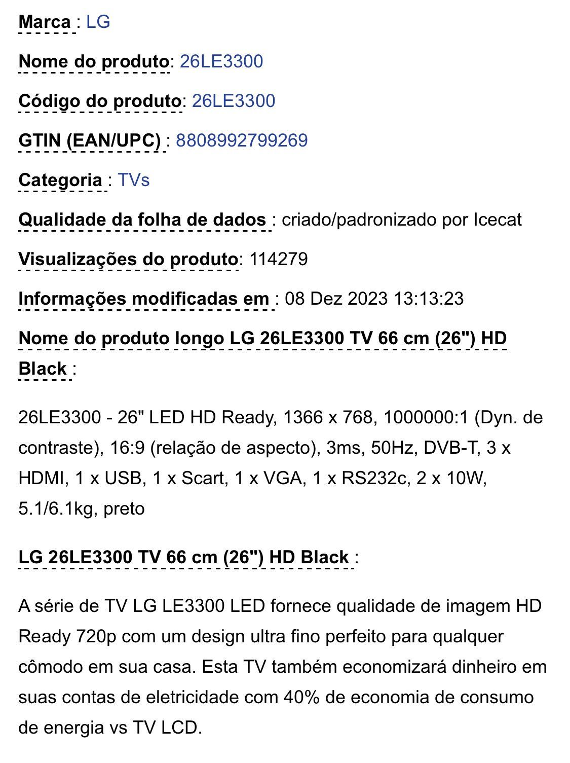 Tv LG 26polegadas