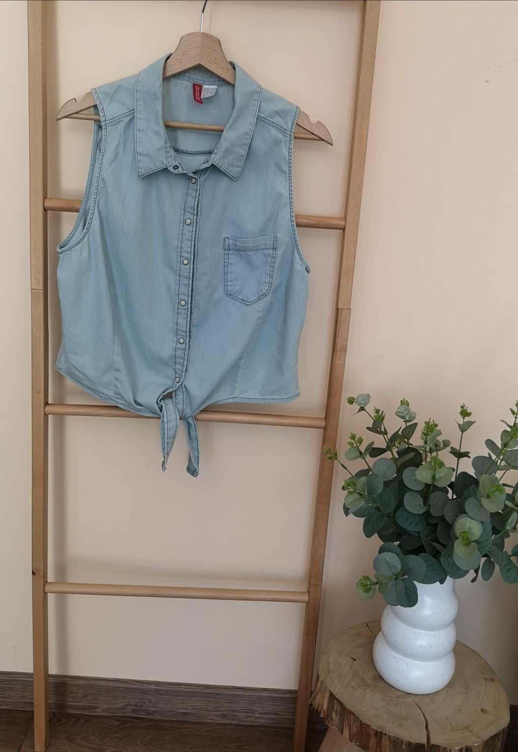 Bluzka koszula zapinana na napy Bez rękawów Wiązana H&M Rozmiar 44 XXL