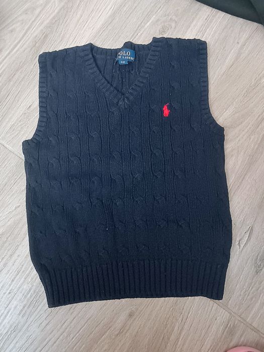 Polo Ralph Lauren Sweater Youth Large Navy Blue Vest Pullover V Neck P