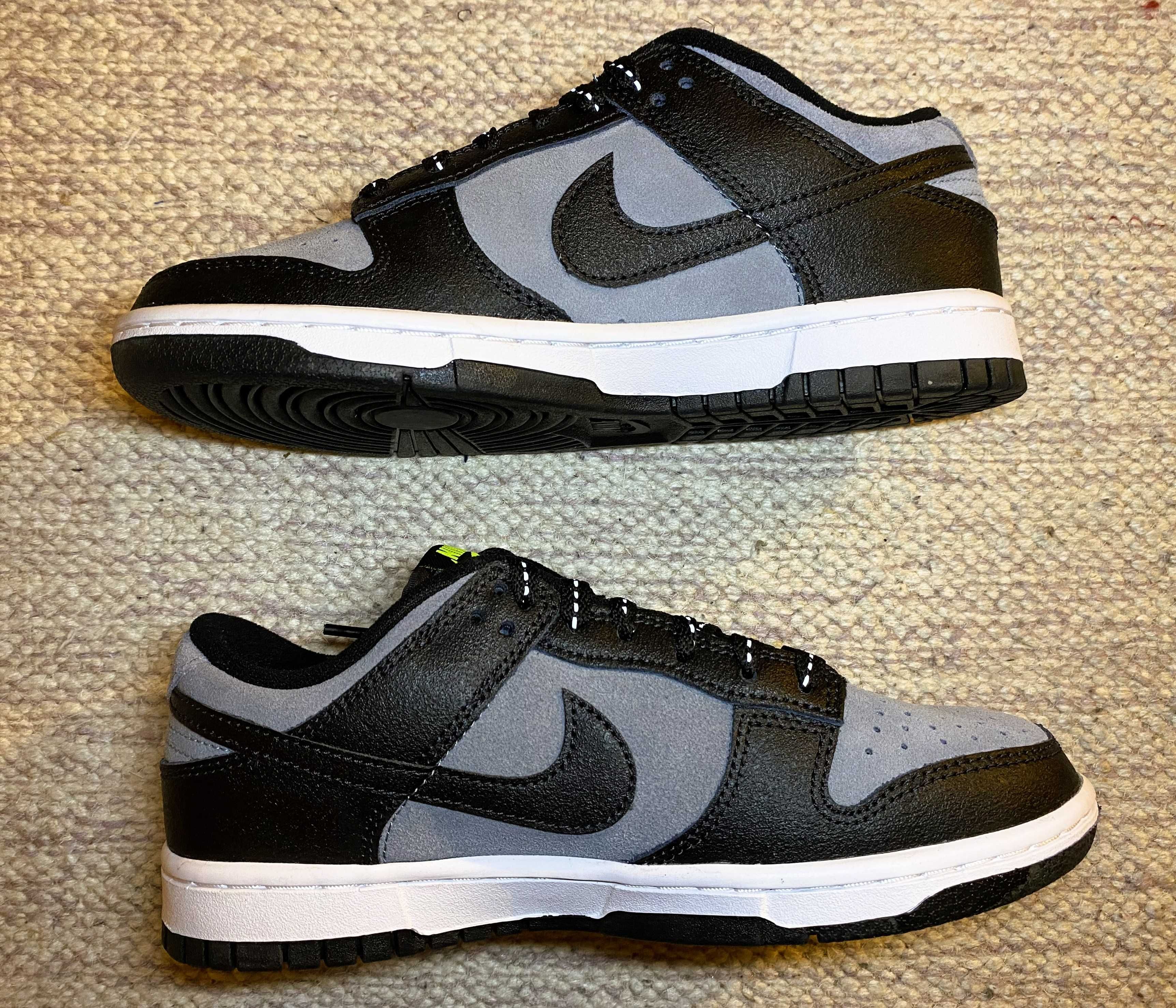 Nike Dunk Low Black Cool Grey Volt Mini Swoosh - NOVOS TAMANHO 38.5 EU