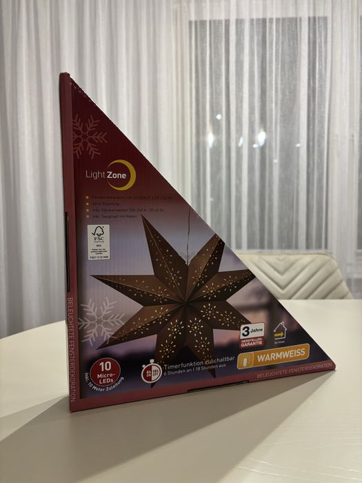 Gwiazda Świąteczna Dekoracyjna Light Zone LED Brązowa Z Timerem