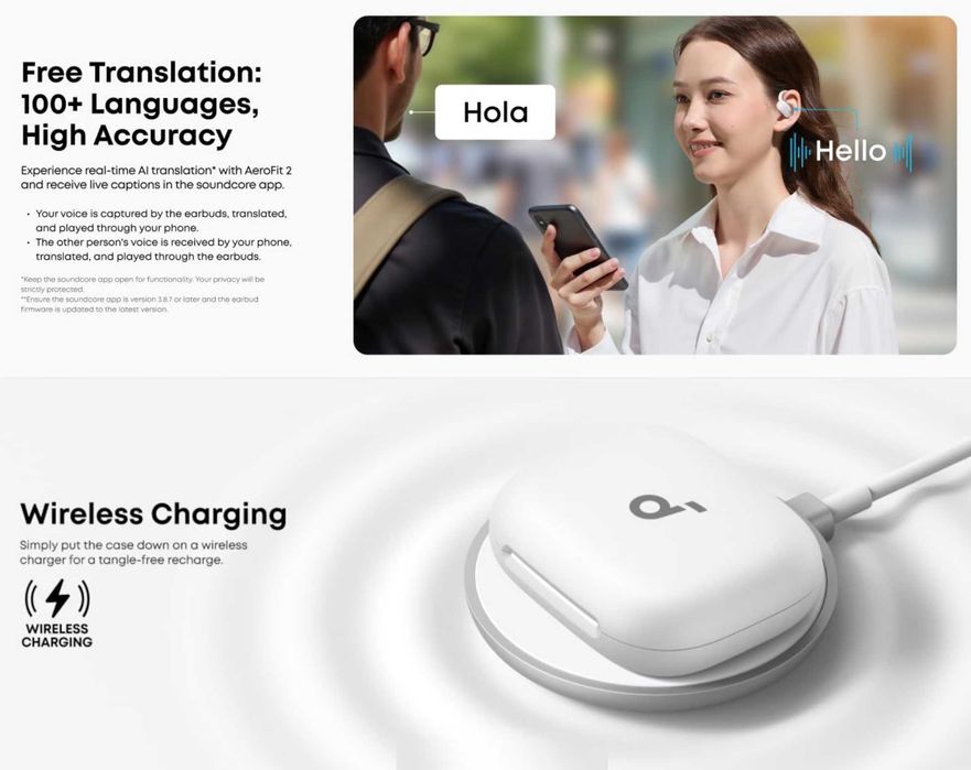 Навушники Anker Soundcore AeroFit 2 Hi-Res Audio LDAC White/Black