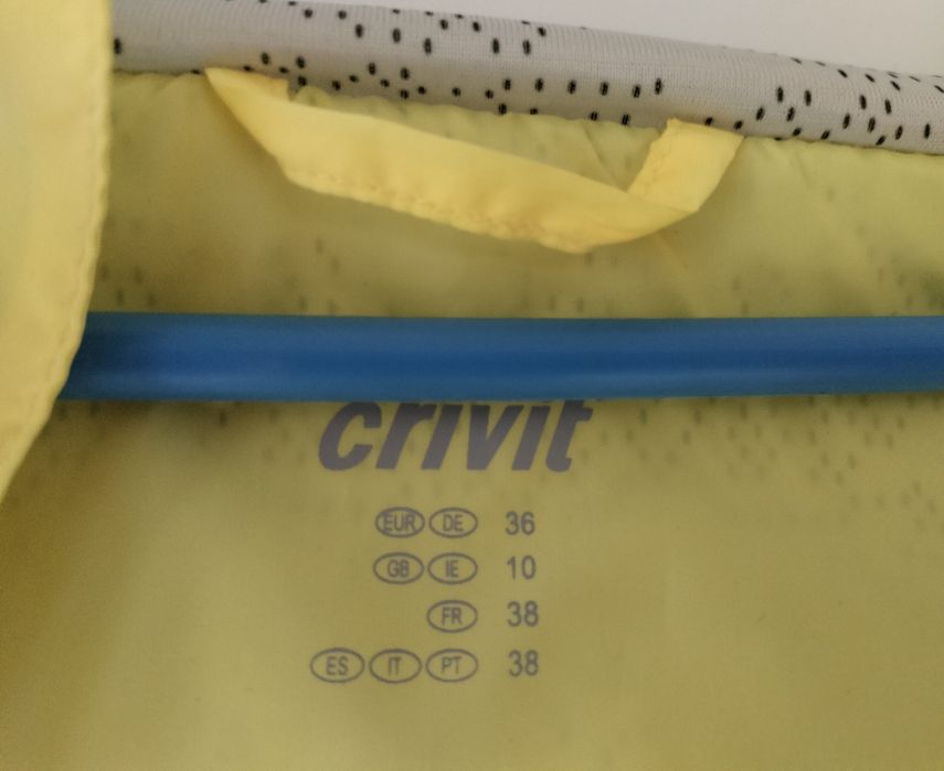 Kurtka wiatrówka damska sportowa Crivit żółta - rozmiar 36