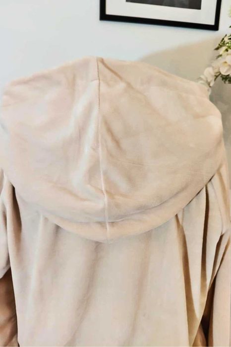 Beżowy welurowy dres miękki cozy 95% bawełna |Velsatino XL