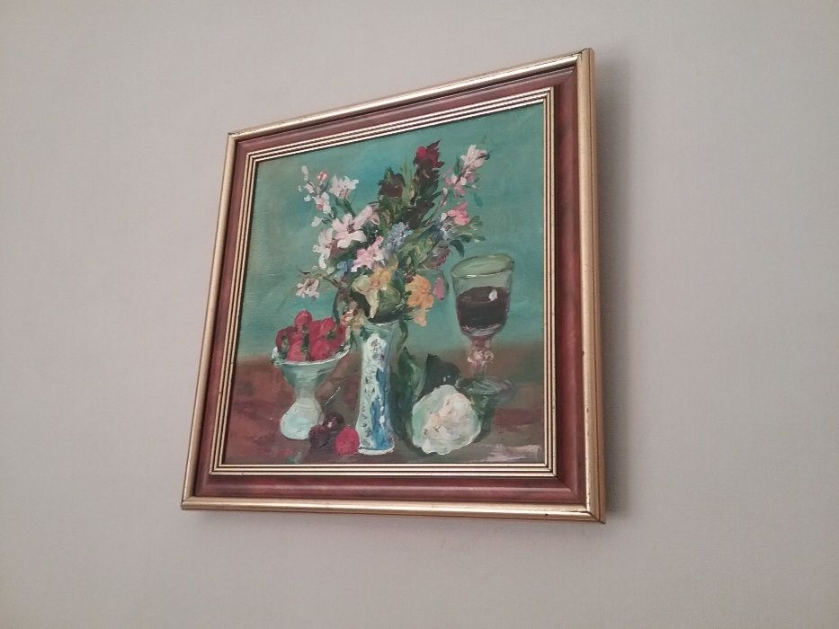 Картина " Натюрморт с белой розой" Ю.Глущенко, масло,холст