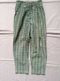 Штаны девичьи вельветовые в клеточку, брюки, размер 134