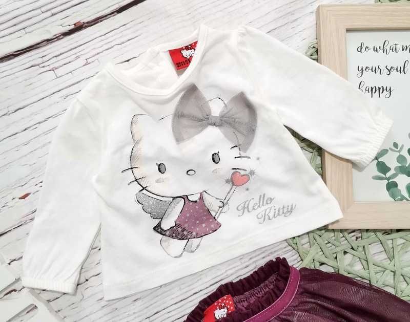 NOWY komplet Hello Kitty spódnica tiulowa bluzka 0-3miesiące 56cm 62cm