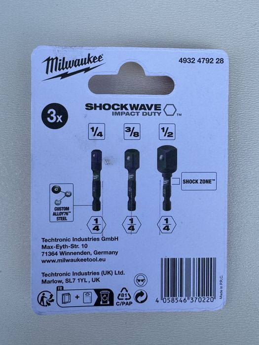 Адаптери Milwaukee набір з 3шт  1/4-1/2,3/8,1/4